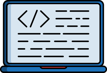 Wall Mural - web development or programming app in laptop icon in blue.
