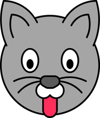 Sticker - Funny Cat Face icon in grey color.