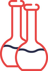 Sticker - Two Beaker Or Flask Icon In Red Line Art.