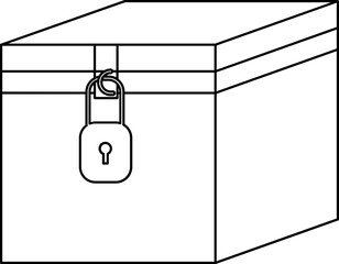 Wall Mural - Lock Box Icon in Black Line Art.