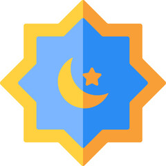 Wall Mural - Muslim Badge icon in yellow and blue color.