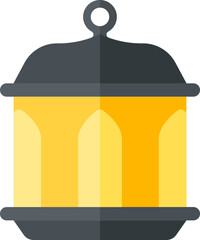 Wall Mural - Arabic lantern icon in grey and yellow color.