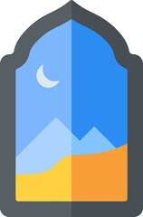 Sticker - Mosque window icon in flat style.