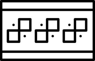 Sticker - Carpet icon or symbol in black line art.