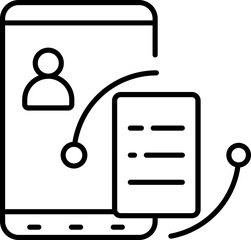 Poster - Line art illustration of User Transfer or Exchange File with Smartphone icon.