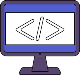 Wall Mural - web programming in computer screen icon.