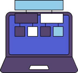 Sticker - Flat Style Hierarchical Structure in Laptop Screen icon.