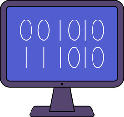 Wall Mural - flat style binary code in computer screen.