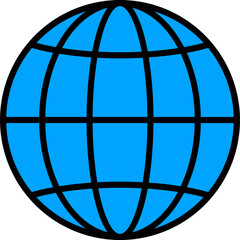 Sticker - Blue and Black Worldwide Icon on White Background.