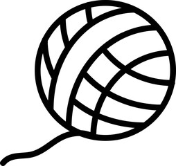 Poster - Rope or Woolen ball icon in black line art.