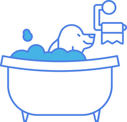 Canvas Print - Dog Bathing Tub Icon in Blue Stroke.