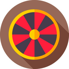 Wall Mural - Flat style Casino roulette wheel icon or symbol.