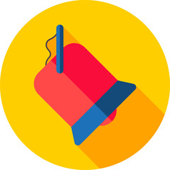 Poster - Red and Blue spotlight icon on yellow background.