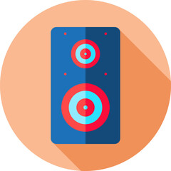 Wall Mural - Blue and Red Speaker icon on orange circle background.