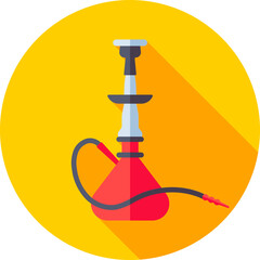 Sticker - Red and Gray Hookah icon on yellow circle background.