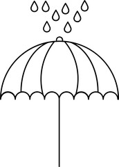 Wall Mural - Line Art Illustration of Rainfall on Umbrella Icon.