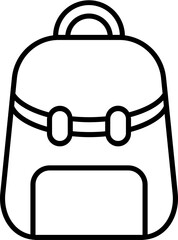 Sticker - Black Line Art Backpack Icon in Flat Style.