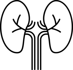 Canvas Print - Black Line Art Illustration of Kidney Icon.