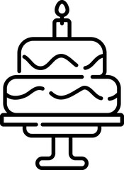 Poster - Black line art illustration of cake icon.