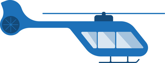 Poster - Blue Helicopter icon in flat style.