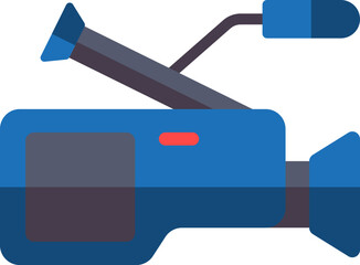 Poster - Video camera icon in blue and gray color.