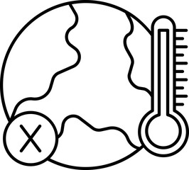 Poster - Global Warming With Cross Sign Icon In Thin Line Art.