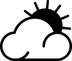 Poster - Sun Behind Cloud Icon In B&W Color.