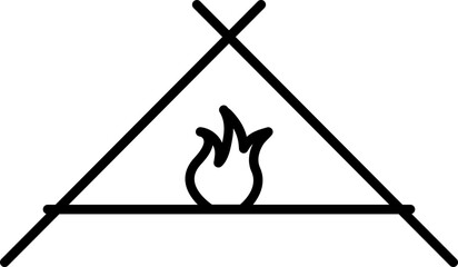 Sticker - Flat style Campfire icon in line art.