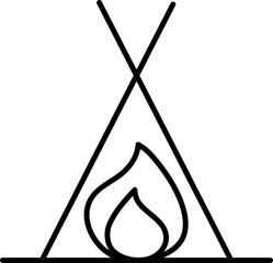 Poster - Line art illustration of Campfire icon.