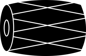 Sticker - Flat Style of Dholak (dhol) Icon in Black and White Color.