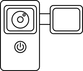 Canvas Print - Line Art Illustration of Camcorder Icon in Flat Style.