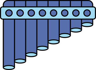 Sticker - Illustration Of Panpipes Icon In Blue Color.