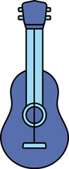 Sticker - Guitar Icon In Blue Color.