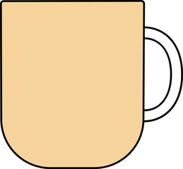 Sticker - Vector Illustration of Mug Or Cup In Pastel Orange Color.