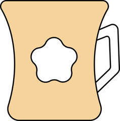 Sticker - Illustration of Tea Cup Icon in Pastel Orange And White Color.