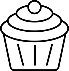 Poster - Cupcake or Muffin Icon in Black Line Art.