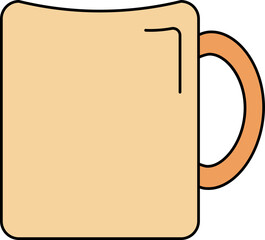 Sticker - Pastel Orange Cup or Mug Icon in Flat Style.