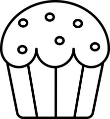 Sticker - Line Art Muffin Icon in Flat Style.