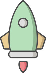 Wall Mural - Illustration of Rocket icon in flat style.