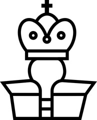 Sticker - Antique crown with cross symbol in line art.