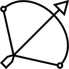 Poster - Bow with Arrow icon in thin line art.