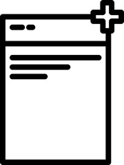 Sticker - Medical paper icon in black line art.