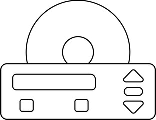 Canvas Print - DVD Player Icon In Black Line Art.