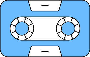 Sticker - Cassette Icon In Blue And White Color.