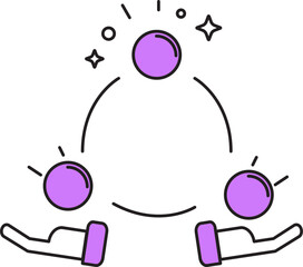 Poster - Juggling Balls Icon In Purple And White Color.