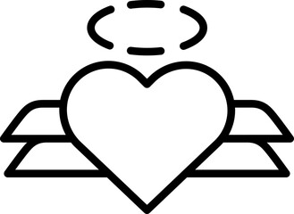 Poster - Black line art illustration of Love angel icon.