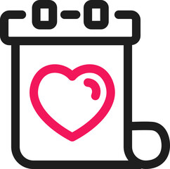 Sticker - Line Art Illustration of Heart on Calendar Icon.