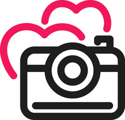 Sticker - Lovely Camera Icon in Thin Line Art.