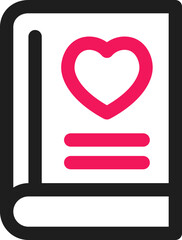 Wall Mural - Love or Favorite Book Line Icon in Black and Pink Color.