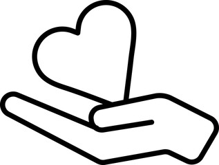 Poster - Illustration of Heart on Hand line icon in flat style.